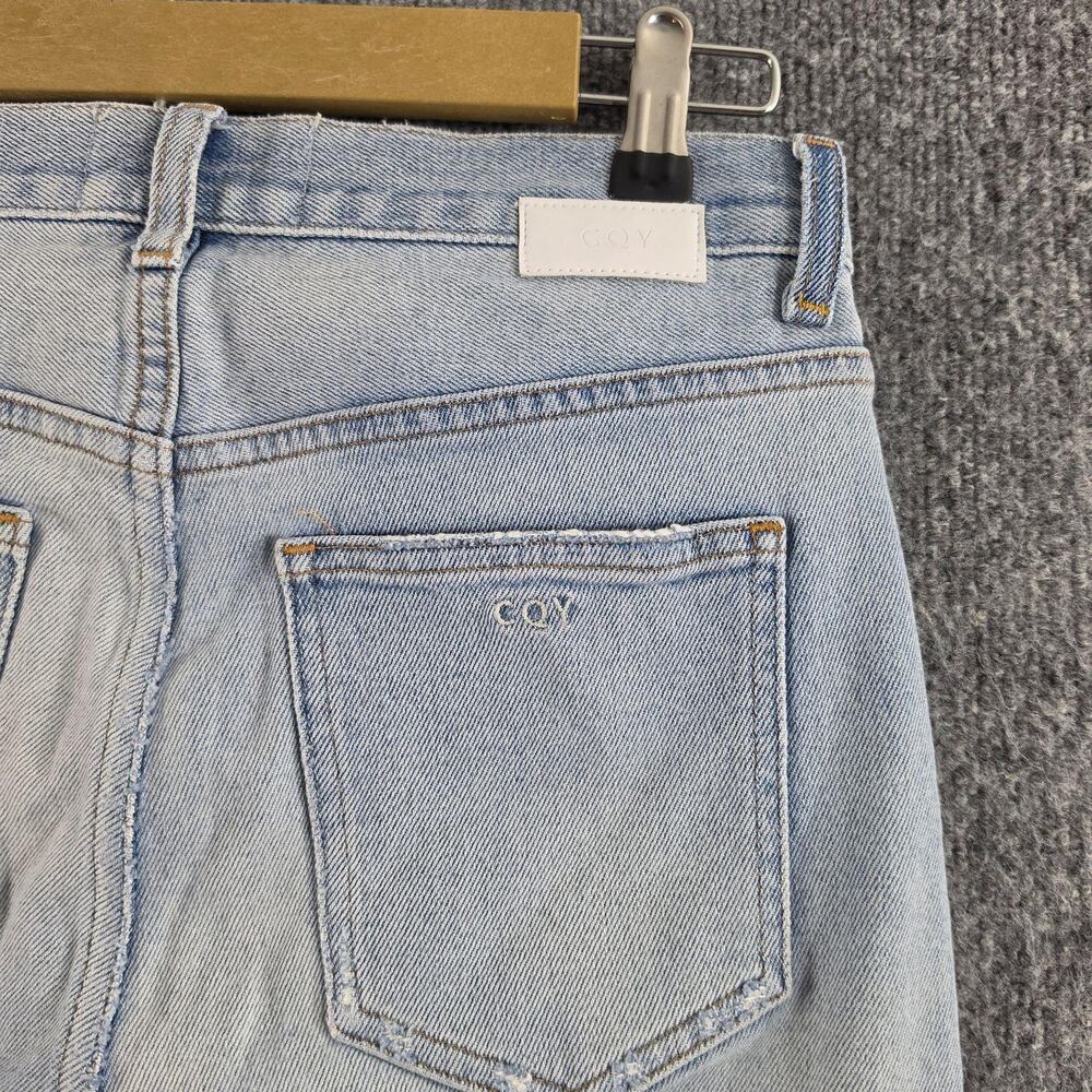 CQY Jeans 28 High Rise Straight Light Wash Raw Hem Blue Denim Casual Work Office - Picture 4 of 15